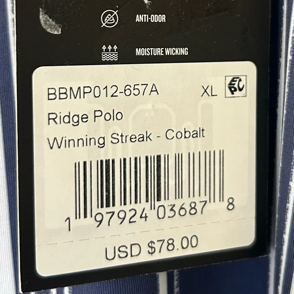 Bad Birdie Winning Streak Polo Mens XL Cobalt Blue Golf Performance NWT - Picture 5 of 5